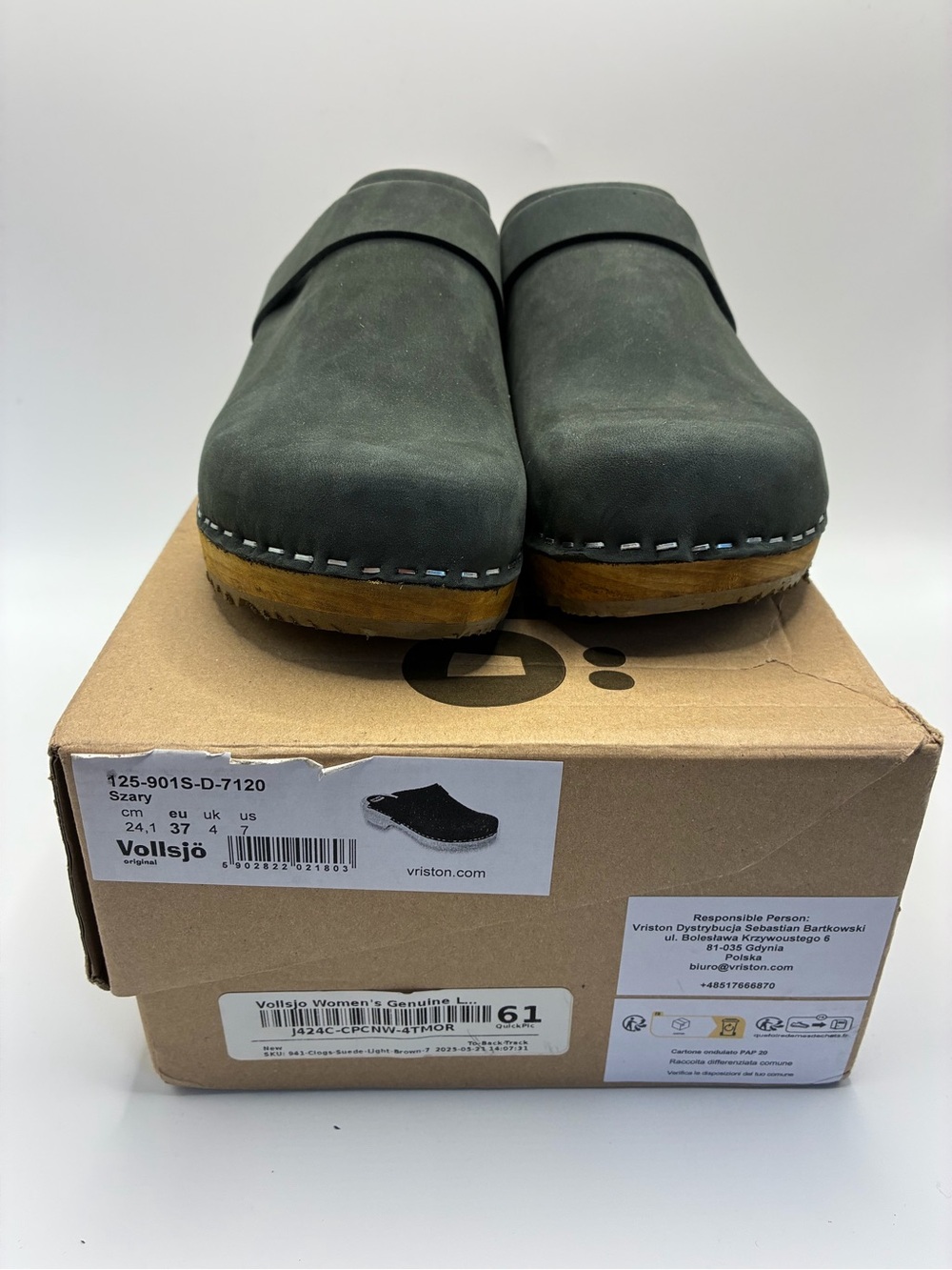 Vollsjo Swedish Slip-On Clog in Slate Blue EU 37 US 7 NIB